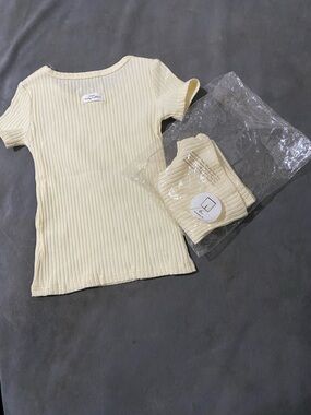 Kids Ribbed Short-Sleeve Tee in Cream